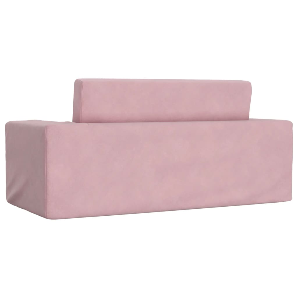 Kids  Sleeper Sofa 2 Seater Pink Soft Plush