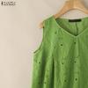 ZANZEA Women Casual V-Neck Sleeveless Lace Crochet Patchwork Tank Tops
