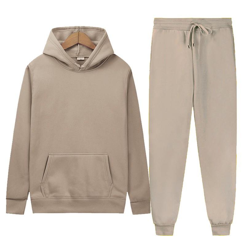 Mens Fleece Hoodie Set Casual Loose Fit Warm Winter Outfit Long Sleeve Pullover Pants
