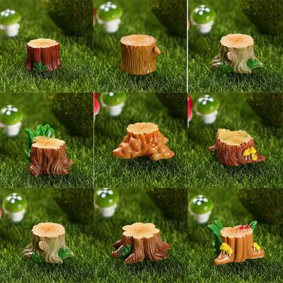 Mini Baumstumpf Miniaturfigur Haus Harzstatue Mikrolandschaft Feengarten Handwerk Puppenhaus Ornament Heimdekoration