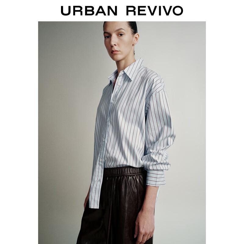 UR 2025 Autumn Women's Vertical Stripe Long Sleeve Shirt