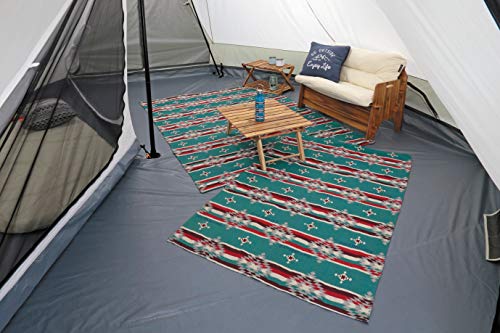 Captain Stag Teppich, Picknickdecke, Matte, 180 x 200 cm, mit Aufbewahrungstasche, Blau, CS Native, UP-2587