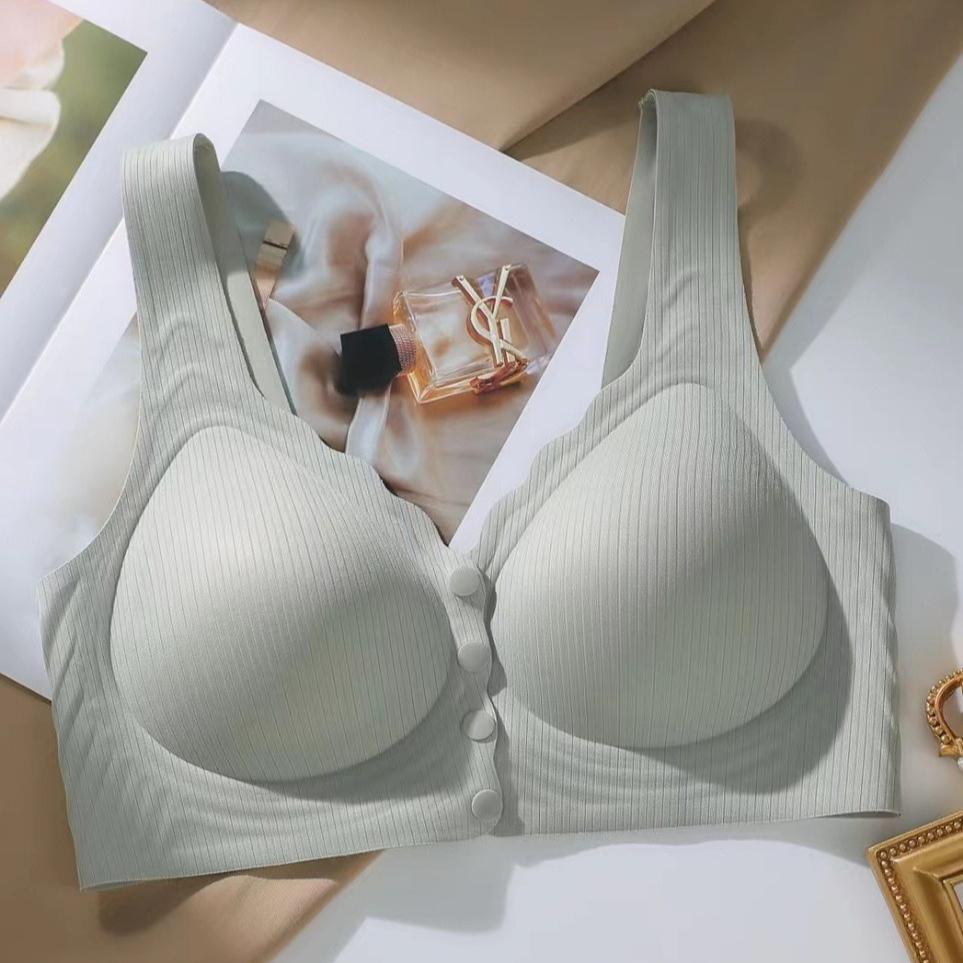 Nursing Vest Wide Shoulders Front Closure Seamless Push-up Bra Non-magnetic Supports Side Breast Tissue Wire-free