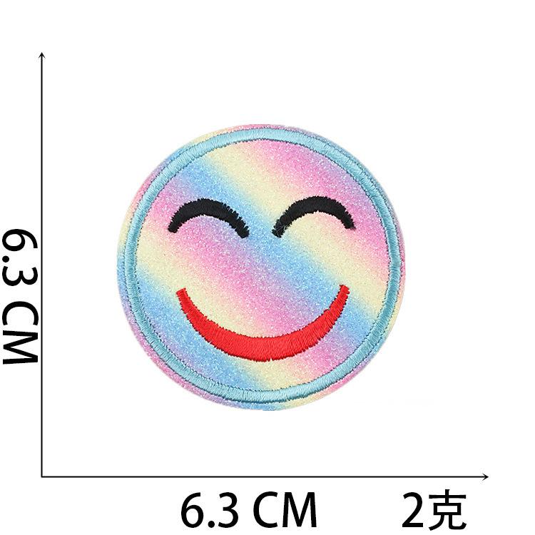 Classic Computer Embroidery Cloth Sticker Gradual Change Smiley Face Patch Sticker Color Expression Embroidery Sticker Clothes Decoration Embroidery C