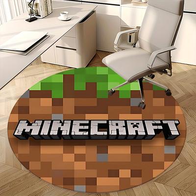Minecraft Logo Chair Mat Round Rug-Office Carpet, Machine Washable, Non-slip, Suitable for Living Rooms, Bedrooms