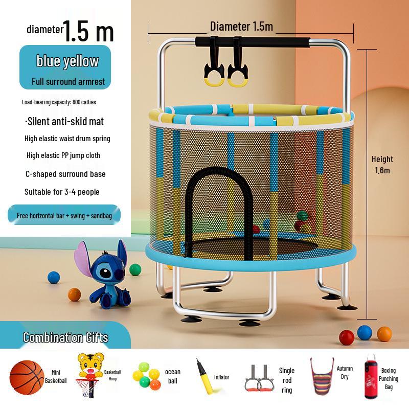 Indoor Family Trampoline with Safety Net for Kids and Adults