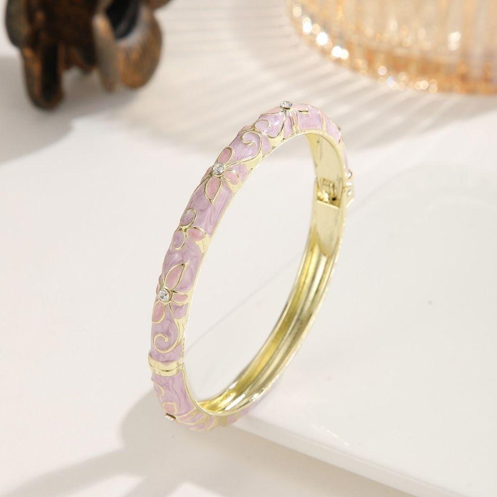 Eingelegtes Emaille Abgetropfte Glasur Armreif Ausgehöhlt Klassisch Cloisonné Armband Retro Elegant Öltröpfchen Armband Party Schmuck