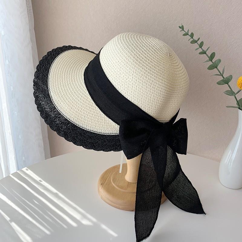 Summer French Big Brim Sun Hat Women's Fashion Ins Seaside Sun Protection Straw Hat Pastoral Pearl Face Small Sun Hat