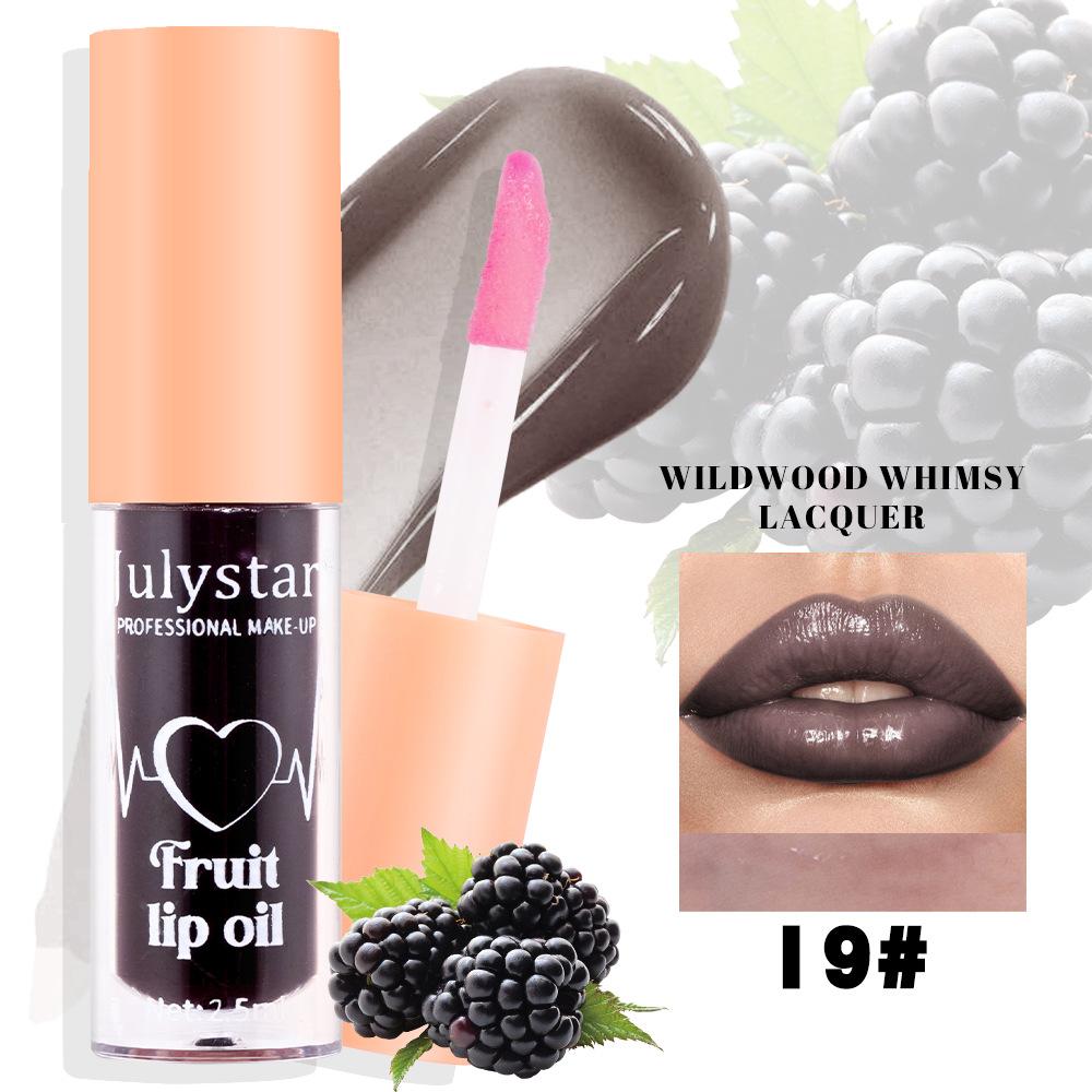 Julystar 20 Color Fruit Lip Gloss Pearlescent Dudu Lip Moisturizing and Moisturizing Mirror Water Light Temperature Changing Lip Oil
