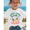 European Size Girls Round Neck Short Sleeved T Shirt with Cartoon Patterns Featuring Noodles and Forks