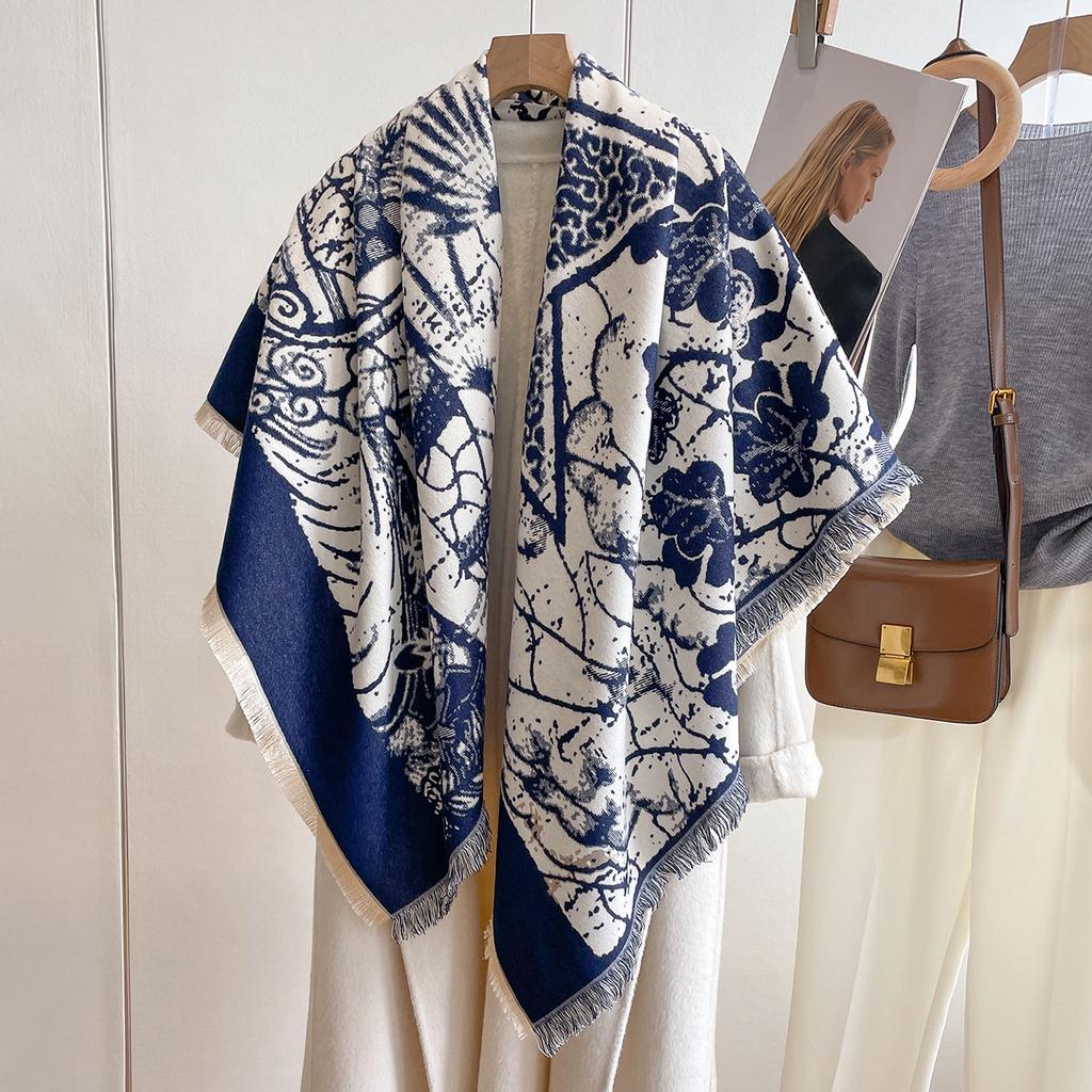 Imitation Cashmere Scarf Women'S Air Conditioner Shawl British Style Square Scarf Long Scarf Short Beard Scarf