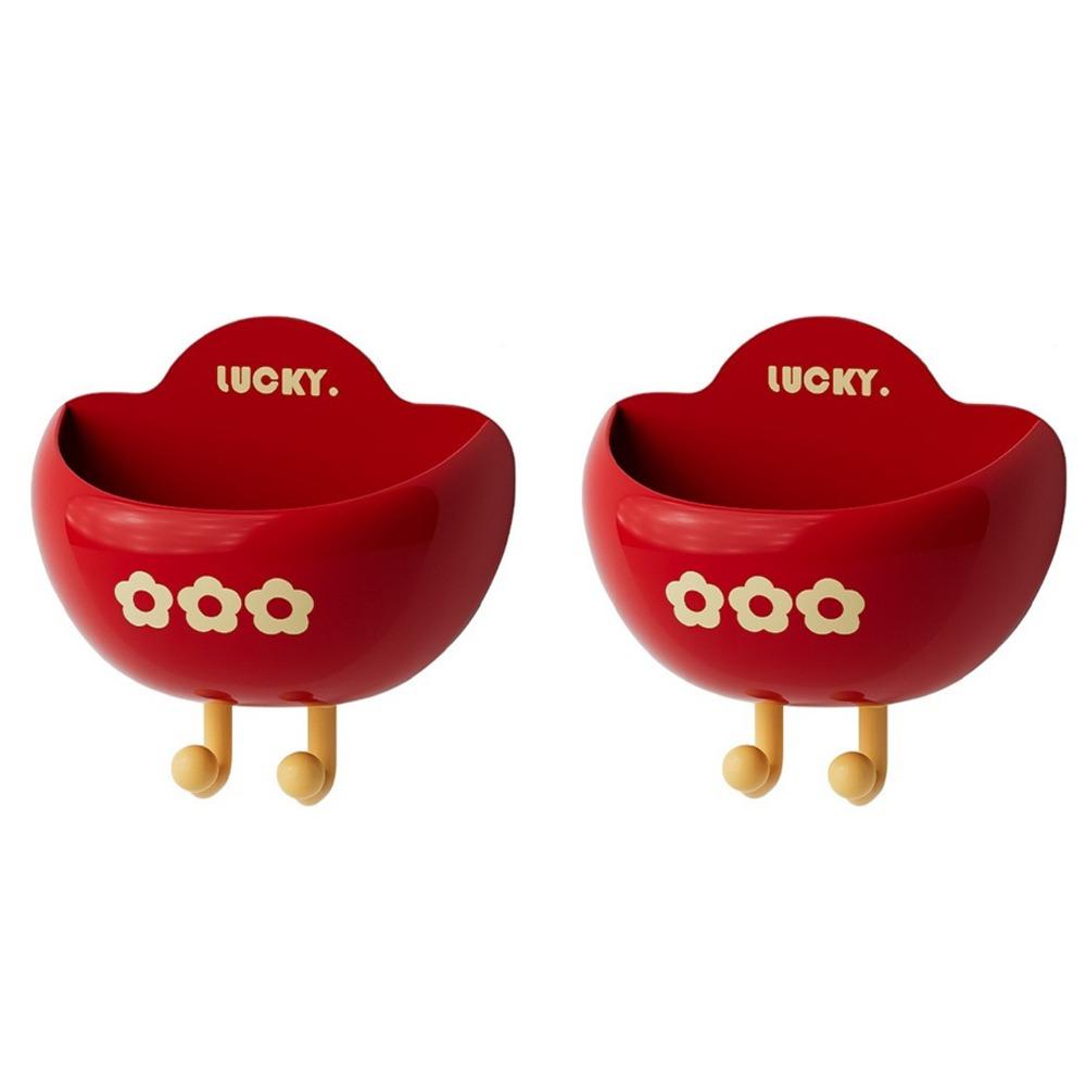 2 Pieces Plastic Yuanbao Magnetic Storage Box Wall Mounted Punch-free Refrigerator Storage Box Decorative Large Capacity красный