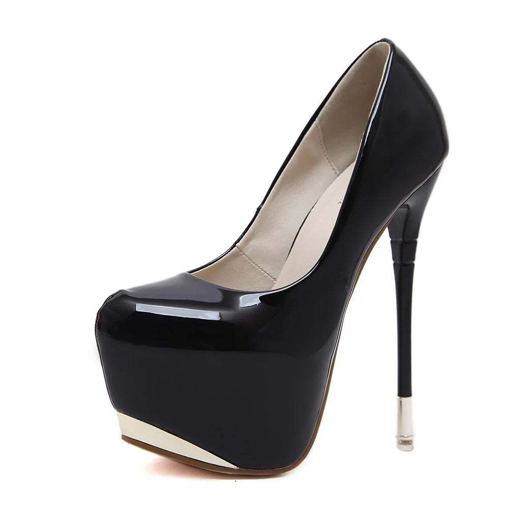 Fashion Women Super High Heel Shoes Sexy Platform Patent Leather Stiletto Shallow Pumps Shoes Nightclub Party Dress 16cm Heels for Women