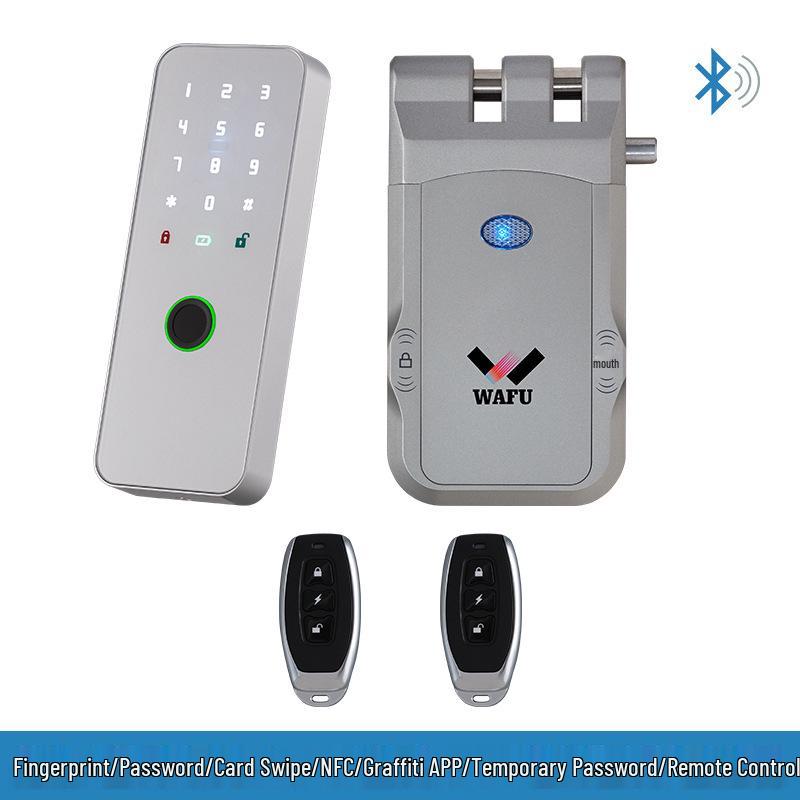 Graffiti Invisible Wireless Anti-theft Smart Lock with Remote Control for Home, Keyhole-less Design for Entrance and Sliding Doors