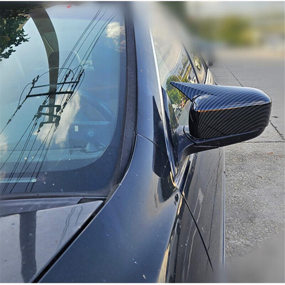 Pair Carbon Fiber Black Rearview Mirror Cover Cap For Honda Accord 7th 2003-2007