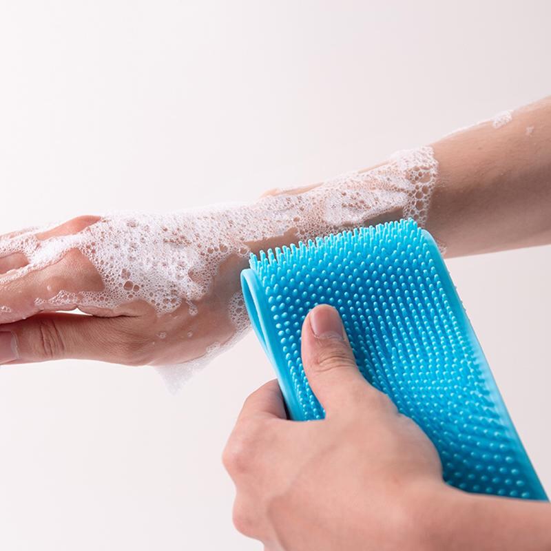 Gąbka do ciała Szczotki silikonowe Ręczniki kąpielowe Scrubber Pocieranie Peeling pleców Masaż Pas prysznicowy Rozszerzone szczotki do czyszczenia skóry