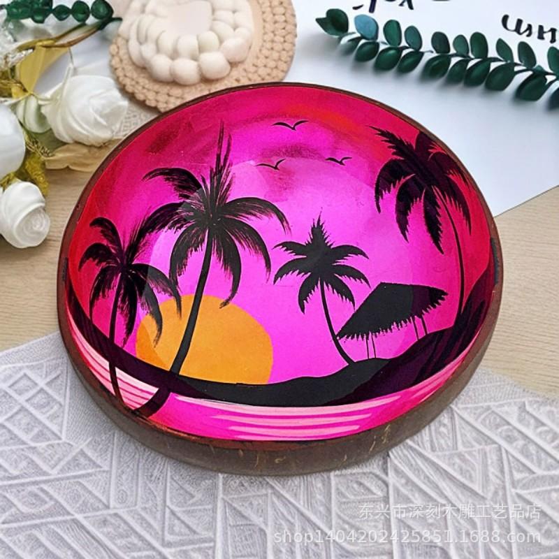 Vietnamese Coconut Shell Bowl Decorative Serving Dish Snacks Nuts Candy Home Decor Storage