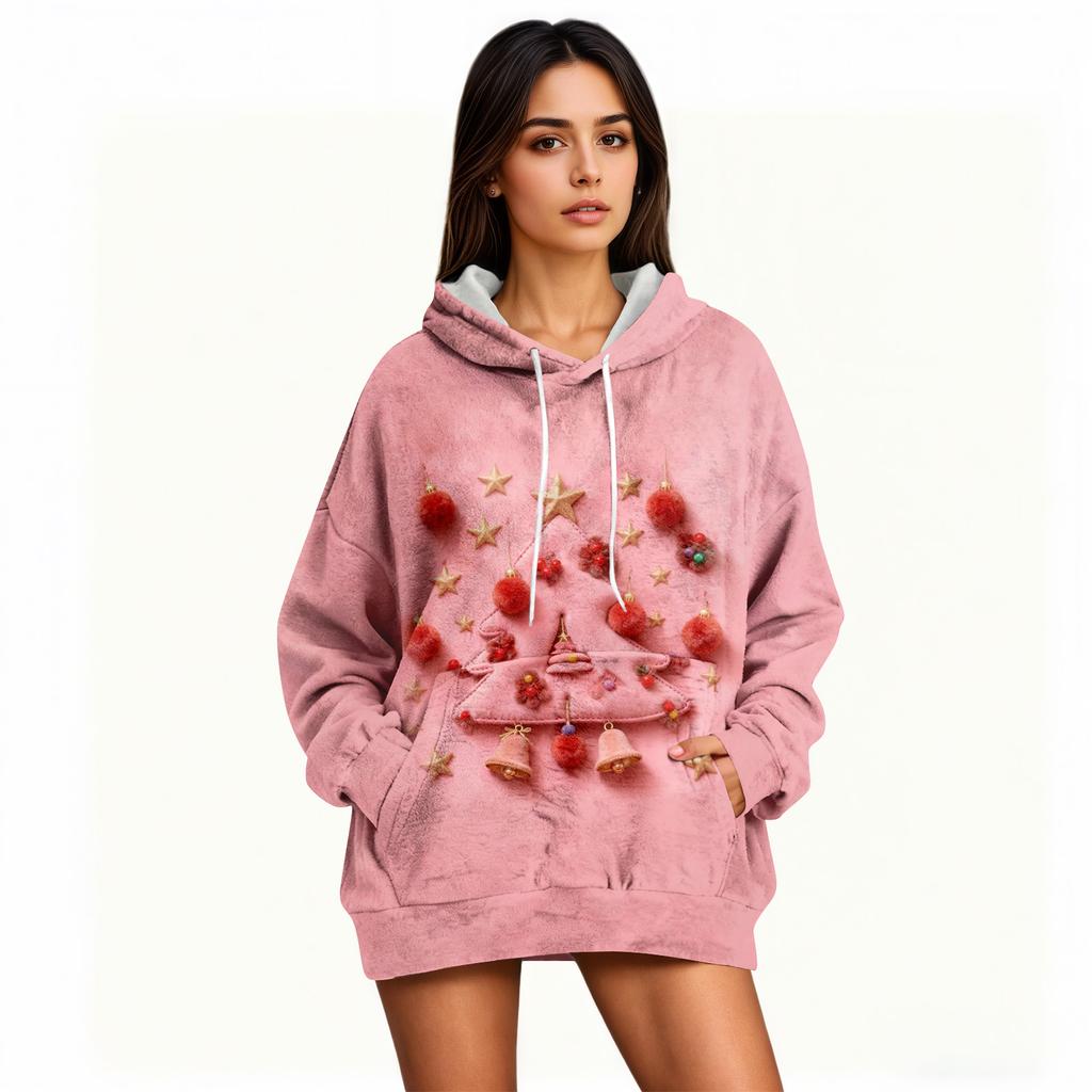 Dámské mikiny Oversized Zimní Plyšové Roztomilé Mikiny Pulovr Trendy Podzimní Zimní Oblečení