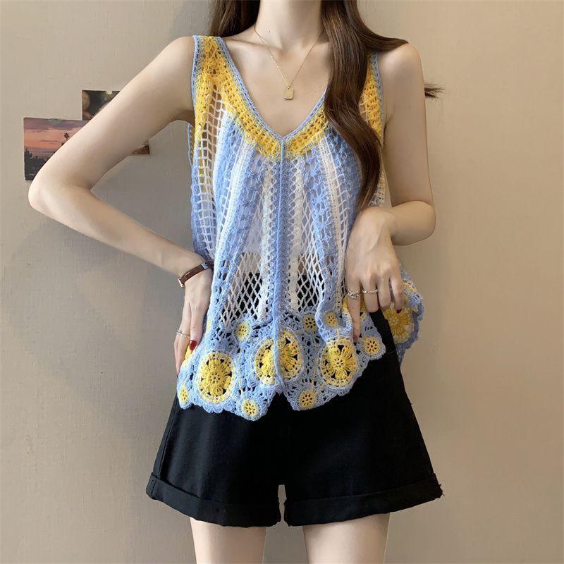 2026 Summer Knit Crochet Lace Tassel Vest Cover-Up