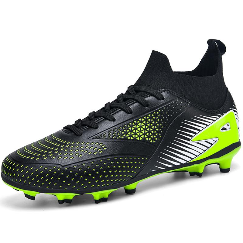 32-47 Bambini Uomo Taglia Grande Scarpe da Calcio High Top Chiodi Lunghi Outdoor Antiscivolo Scarponcini da Calcio