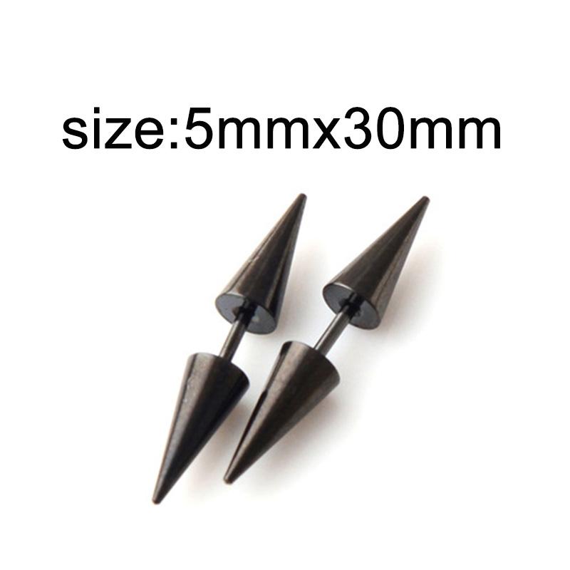 1 Pair Gothic Black Steel-Color Funny Screw Back Stud Earrings For Men/Women Round Ball Spike Cone Tip Stainless Steel Jewelry
