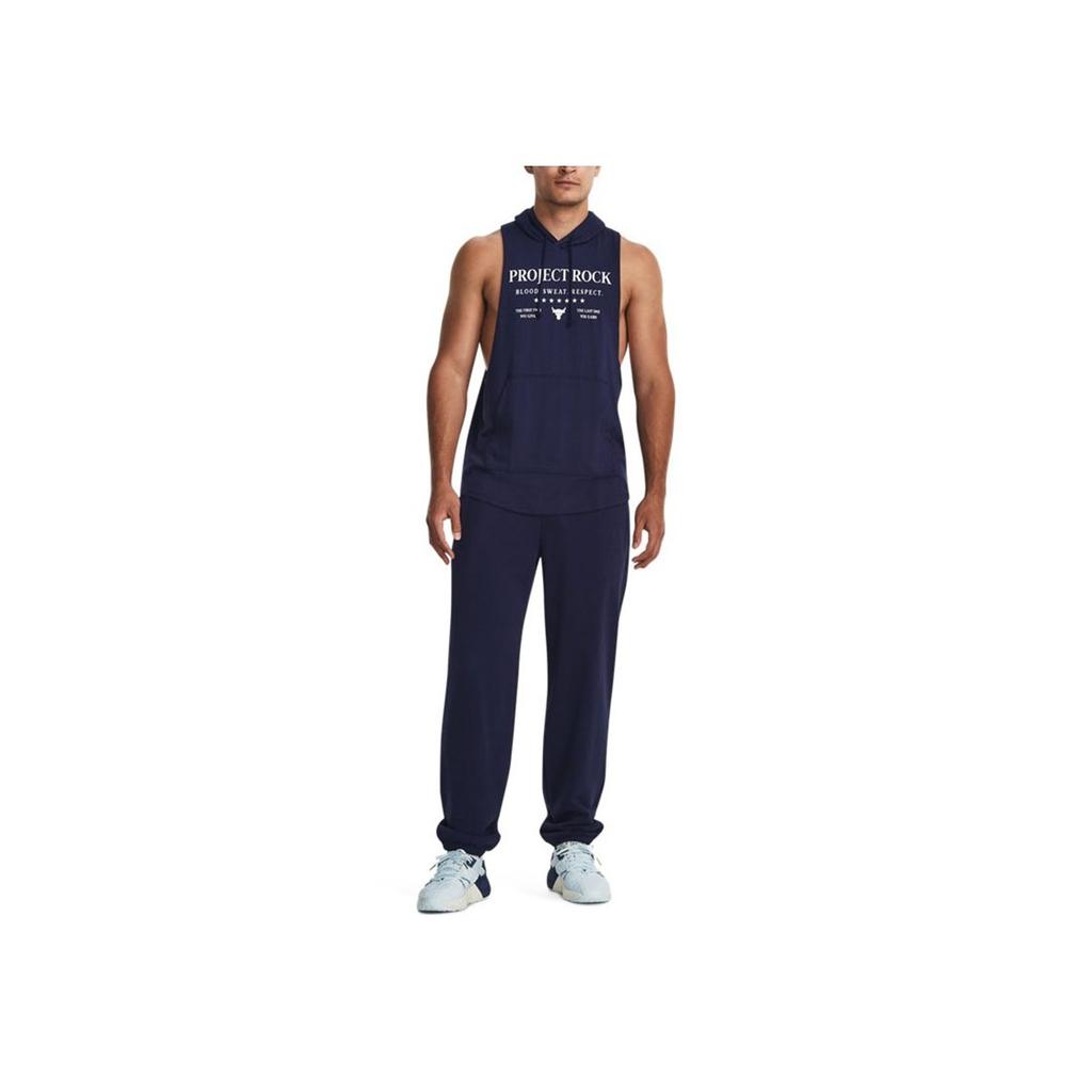 Under Armour Johnson Series Solid Color Drawstring Cuffed Knit Sports Pants Men Pants Dark-Blue 1380105-410