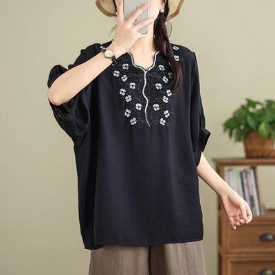 Short Sleeve Oversized Vintage Floral Casual Loose Summer T Shirt Tops Women T-shirt