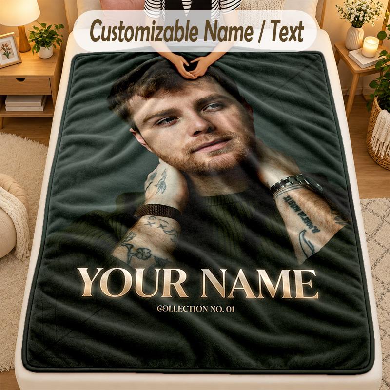 Flannel BlanketAlex Warren Custom Name Text Personalized Soft Warm Throw Blanket Home Decor Gift