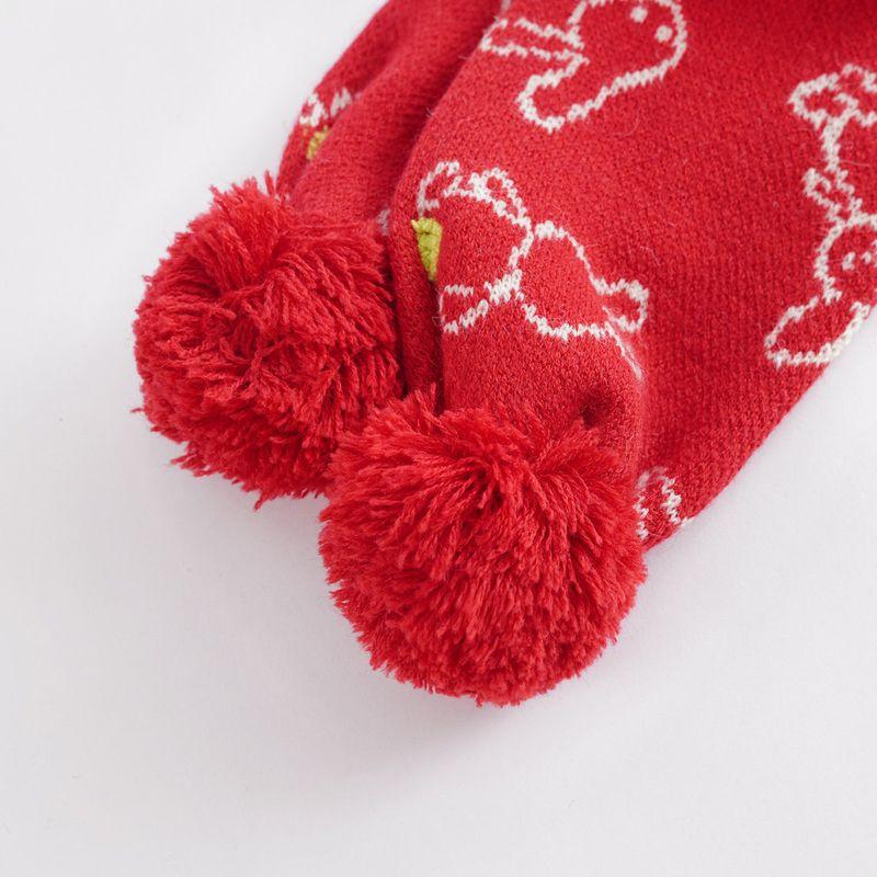 Mark Jenny Girls' Soft Blue Fuzzy Ball Warm Knitted Red Scarf Baby New Year Winter Wear 221853
