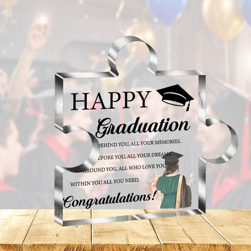 

Happy Graduation Sign Decorative Plaque - Graduation Cap Design with Inspirational Quotes, Floral Accent, Graduation Gifts for Best Friend, Graduatio 10*10cm