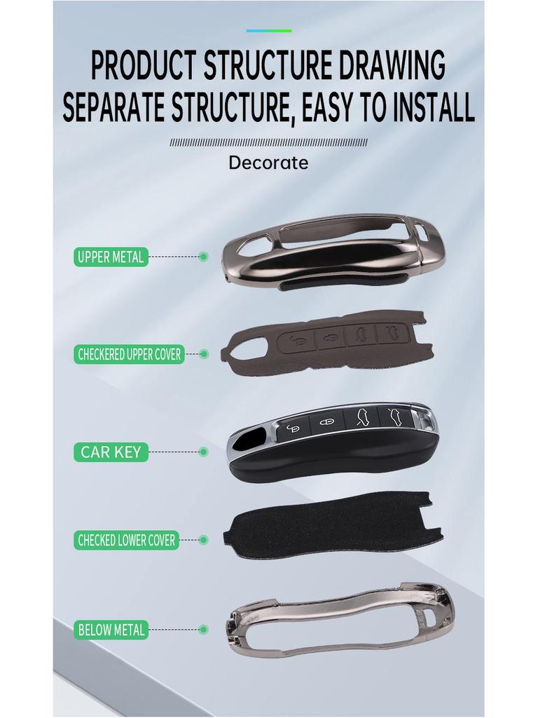 Porsche Key Case: Fits Cayenne, Macan, Panamera, 911, 718 Models with Metal and Leather Buckle