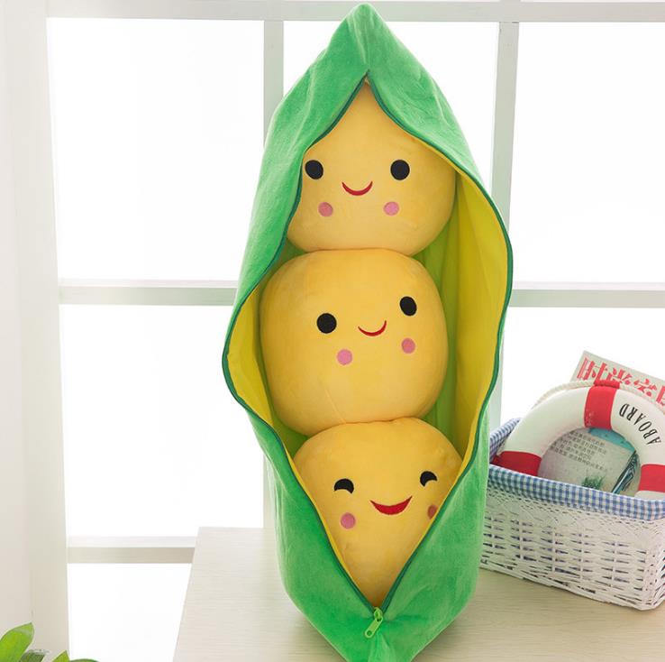 Hot 25cm Cute Creative Pea Pod Plush Funny Snap Peas Filled Plant Doll Toy Pea-Shaped Pillow Toy Boy Girl Gift..