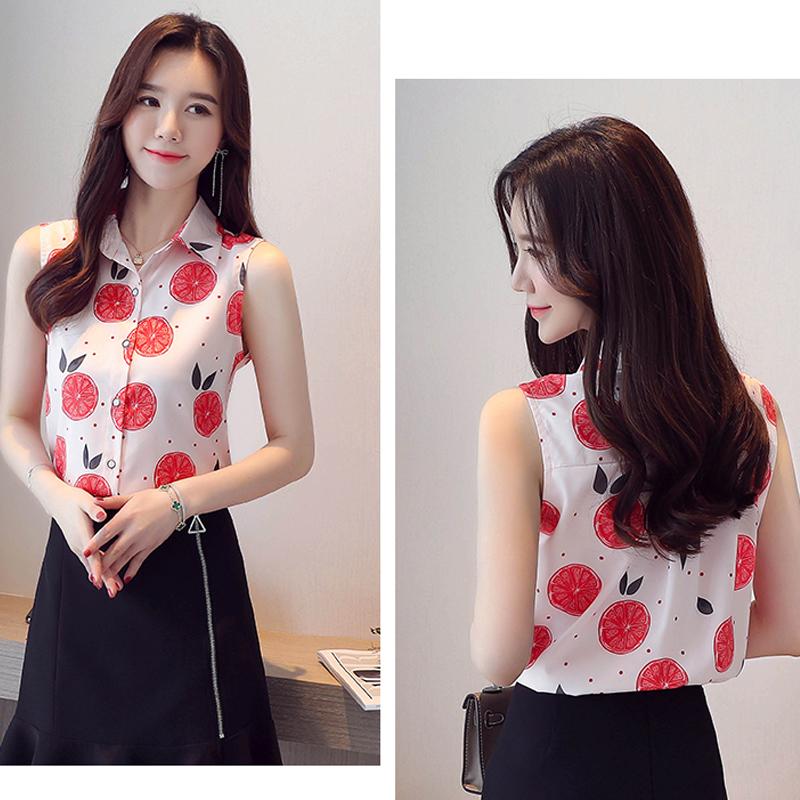 Letní chifonová košile bez rukávů pro ženy ležérní plus size kardigan dámská halenka potisk dámská