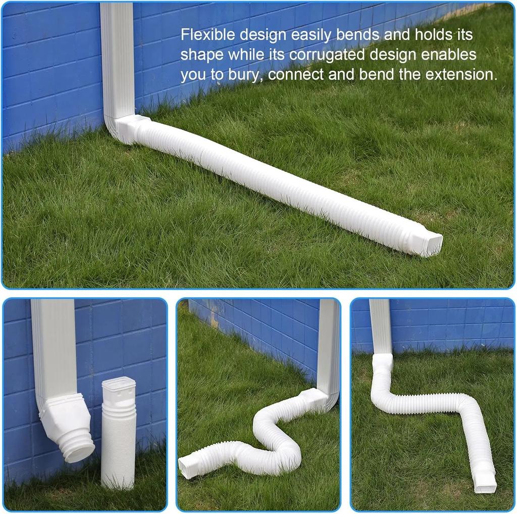 Drain Away Downspout Extender Rain Gutter Downspout Extension Flexible PE Extendable Drain Away Extender for Outdoor Villa Round