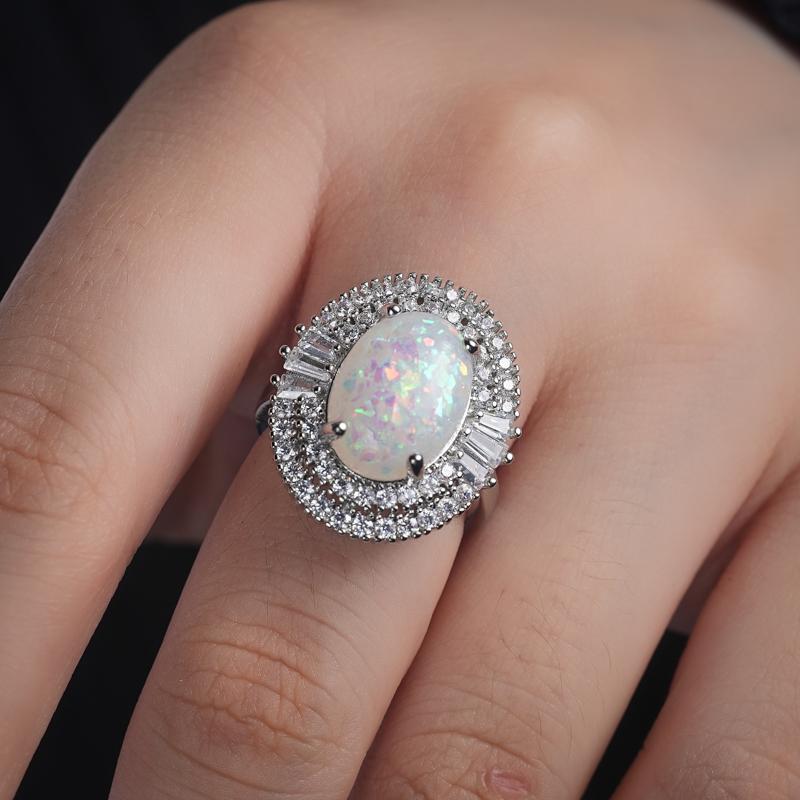 

Классический медный цвет Романтичные кольца с большим овальным цирконом и смолой для женщин Обручальные кольца Ювелирные изделия для моды Подарки на годовщину 8