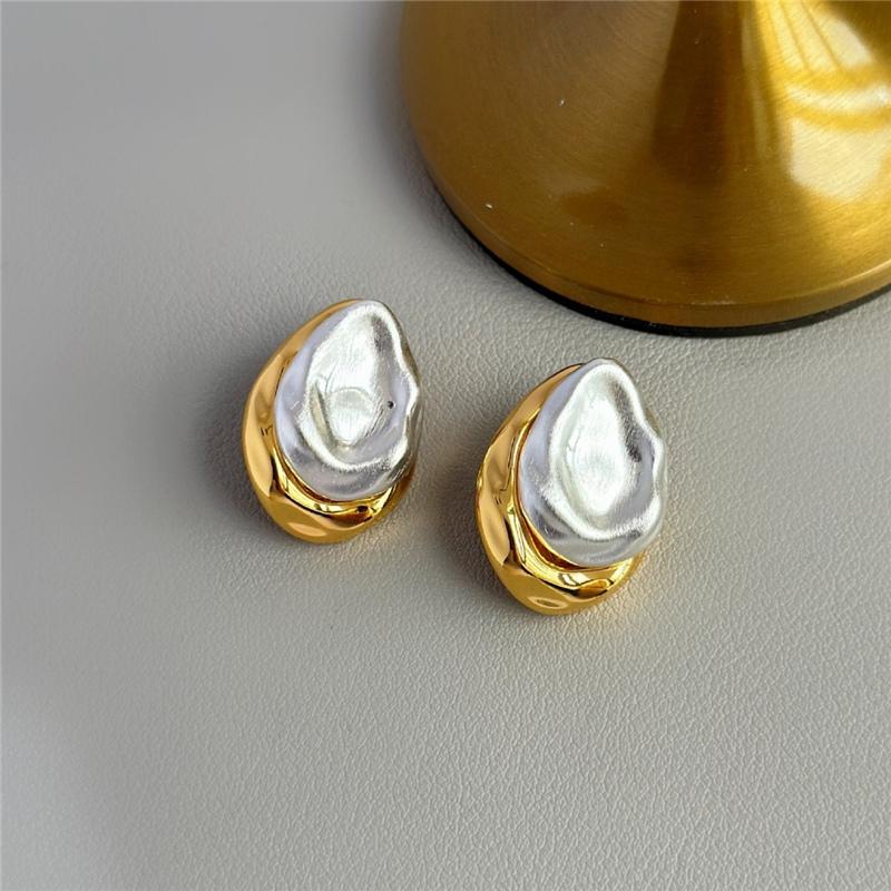 Light Luxury Elegant Gold Color Contrast Drop Metal Stud Earrings For Women Fashion Simple Geometry Jewelry Party Gifts