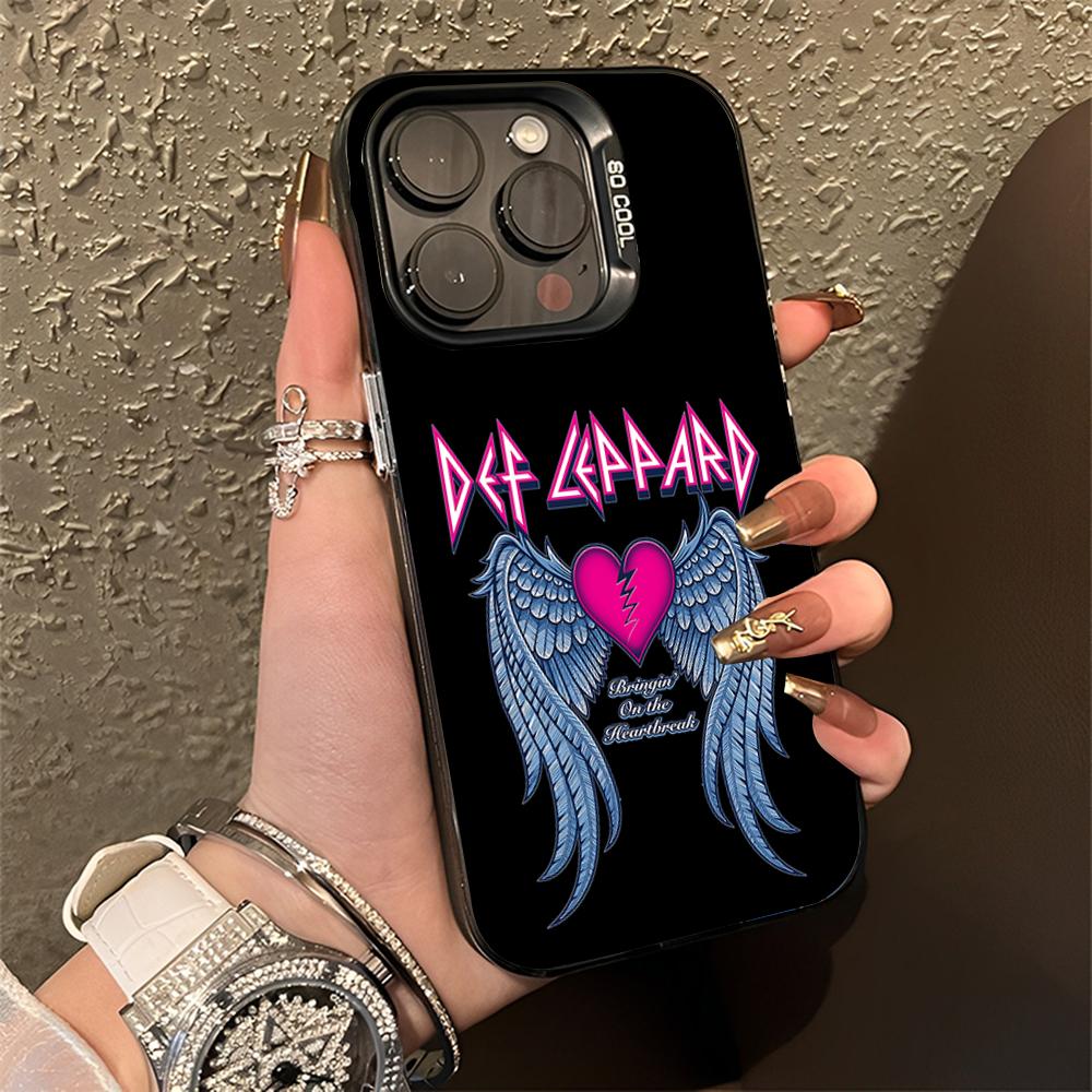 D-Def Band L-Leppard Phone Case For iPhone 16,15,14,13,12,11,Pro,Max,Plus,Mini,XS,SE Anti Fall Black Matte Hard Bumper