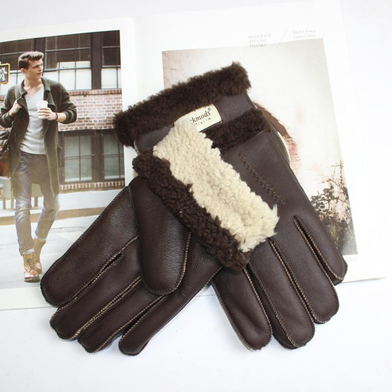 

Новые мужские перчатки из овчины, меховые, с утолщенной шерстяной подкладкой, теплые и холодостойкие, зимние перчатки, кожаные One Size