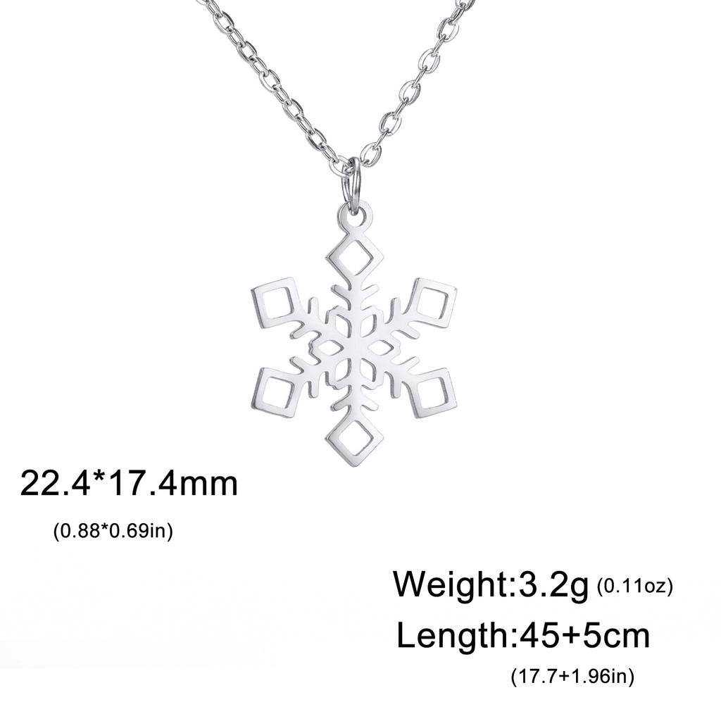 Lemegeton Christmas Snowflake Pendant Women's Necklace Fashion Stainless Steel Neckband Fashion Simple Jewelry Party Gift
