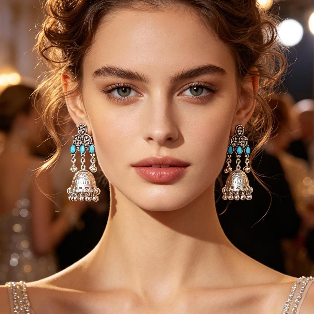 Indian-Style Ethnic Bohemian Earrings with Rhinestones and Tassels