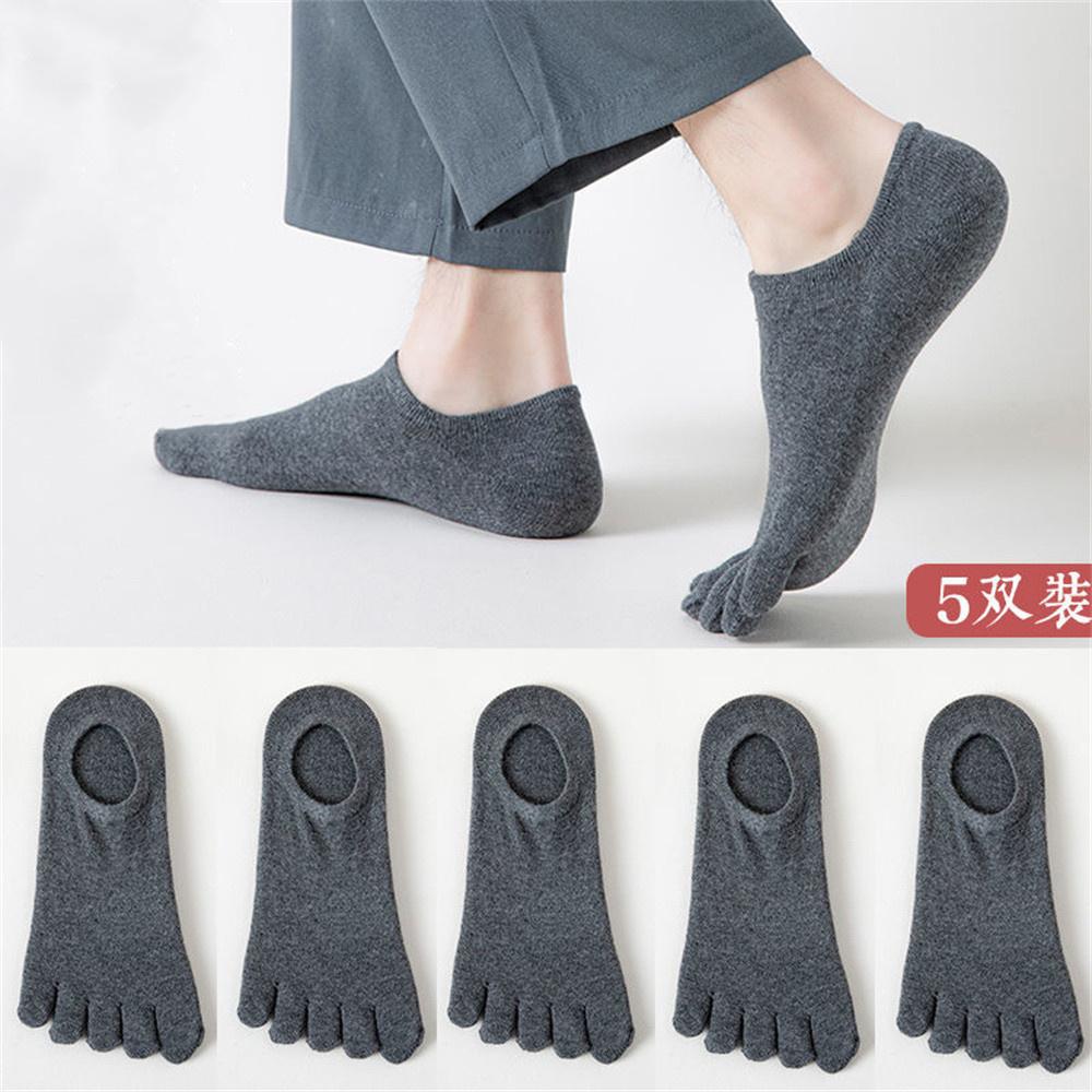 5 Pairs Five Fingers Socks Men White Breathable Short Ankle Toe Socks Sports Running Solid Color Black Gray Male Sox