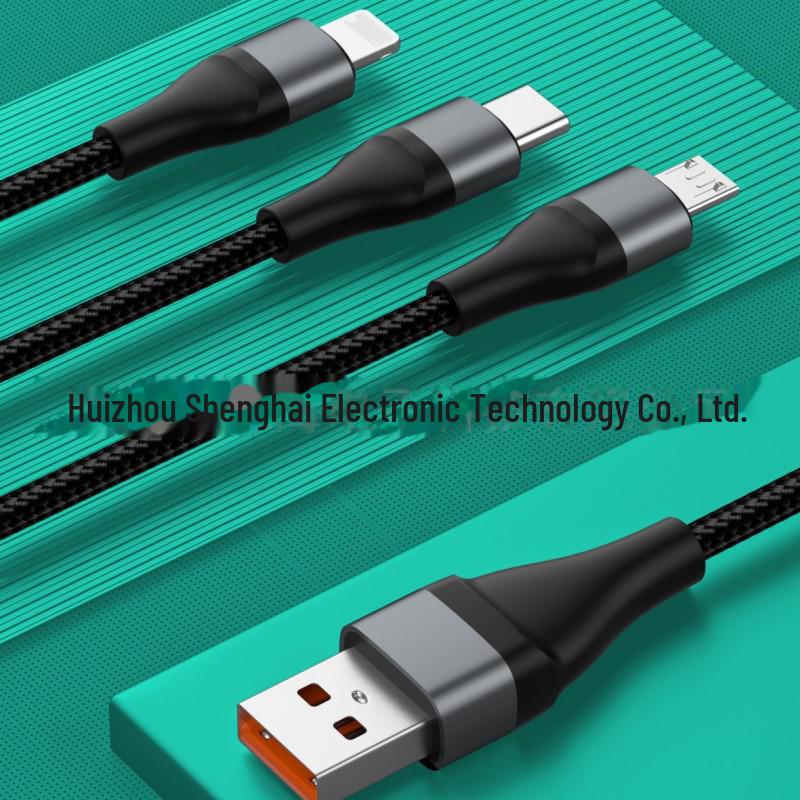 120W 6A Three-in-One Fast Charging Cable for Apple, Huawei, and Android Devices