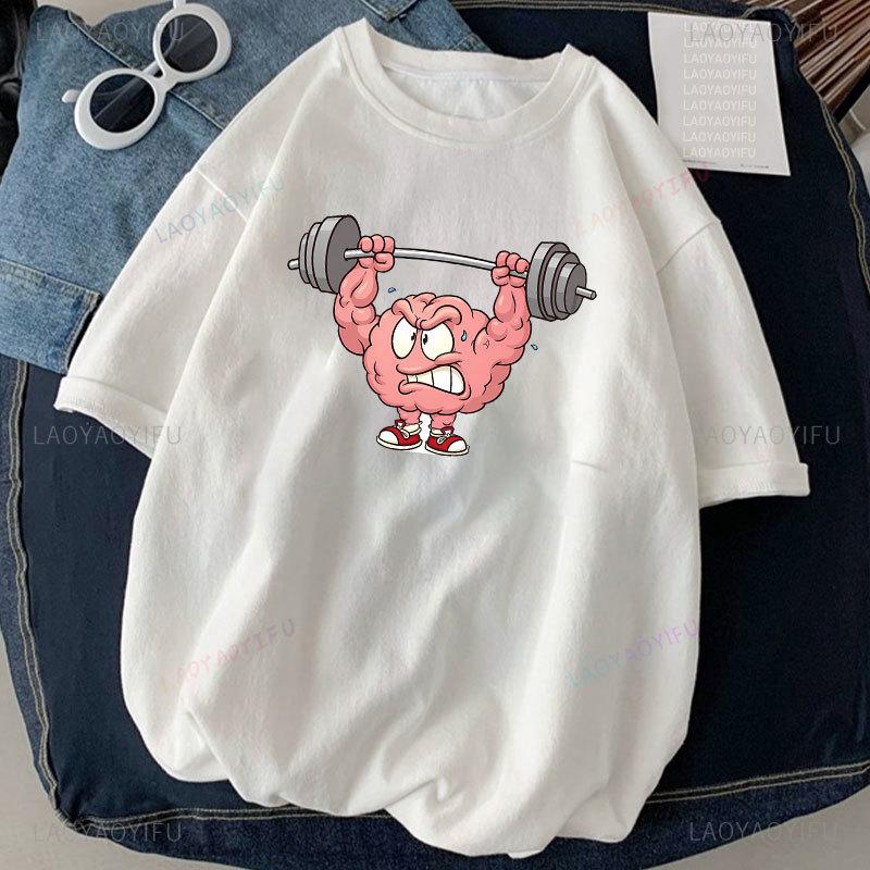 Cat Weightlifting Printed T-shirt Work Out Funny Gym Design Sticker Graphic High Quality Cotton T Shirts Men Clothing Camisetas