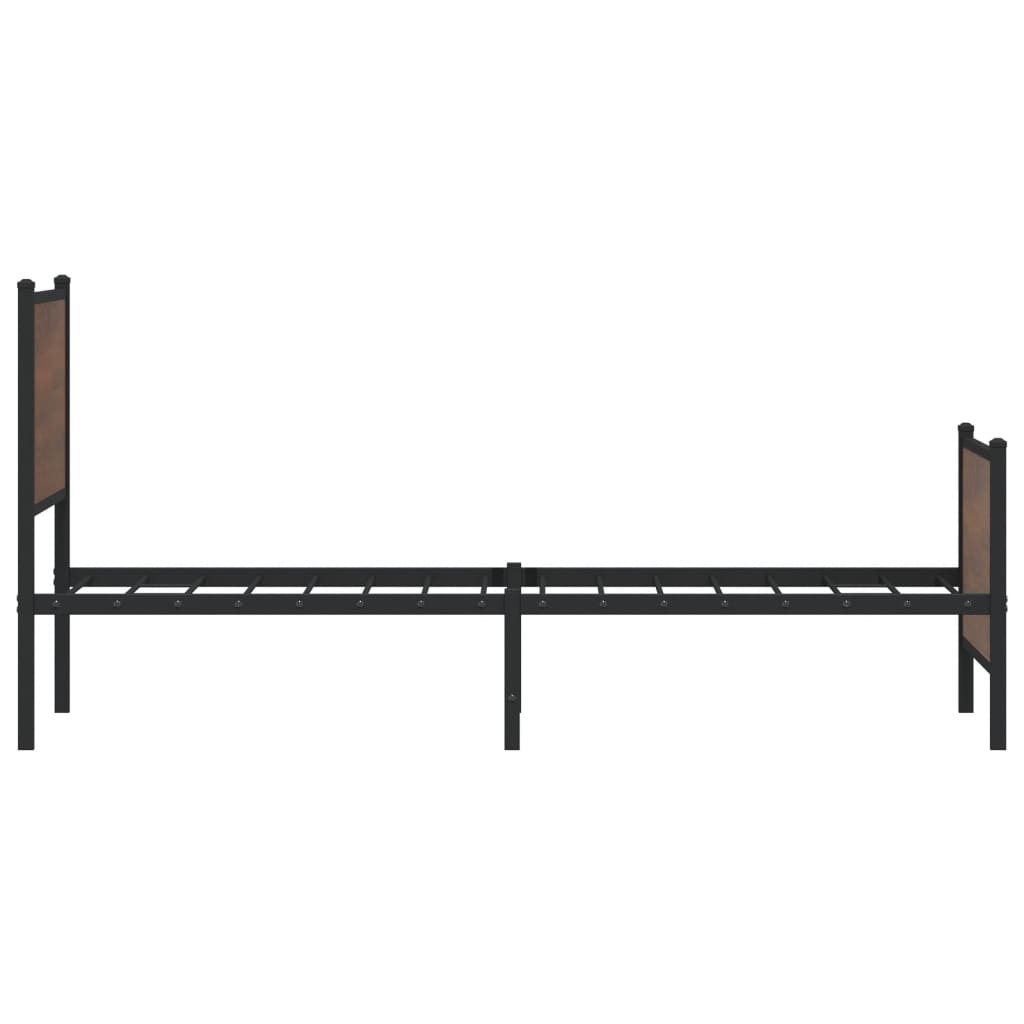 Metal Bed Frame Without Mattress Brown Oak Effect 90x200 Cm