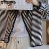Female Harajuku Y2K Casual Top Black White Striped Cardigan Women Spring Autumn Loose Casual Long Sleeve Coat Streetwear