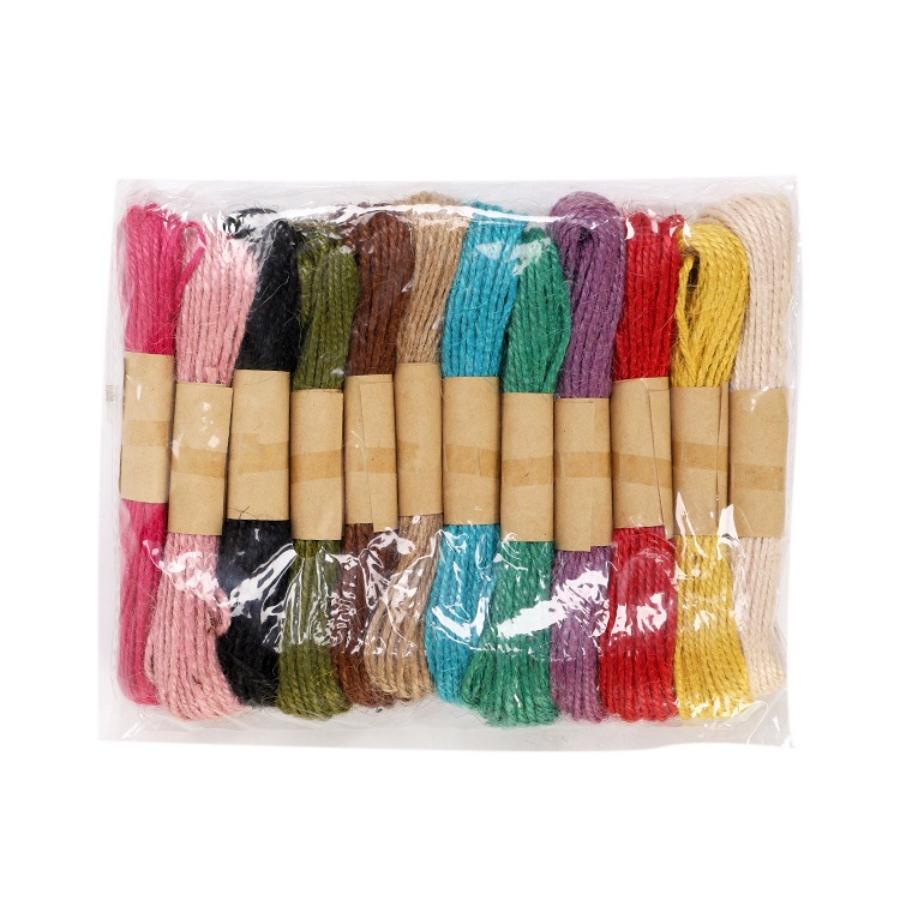 12pcs 10M Jute Twine Colorful Woven Rope For Diy Crafts Home Wedding Decoration Knitting Cord Craft Supply Gift Ring