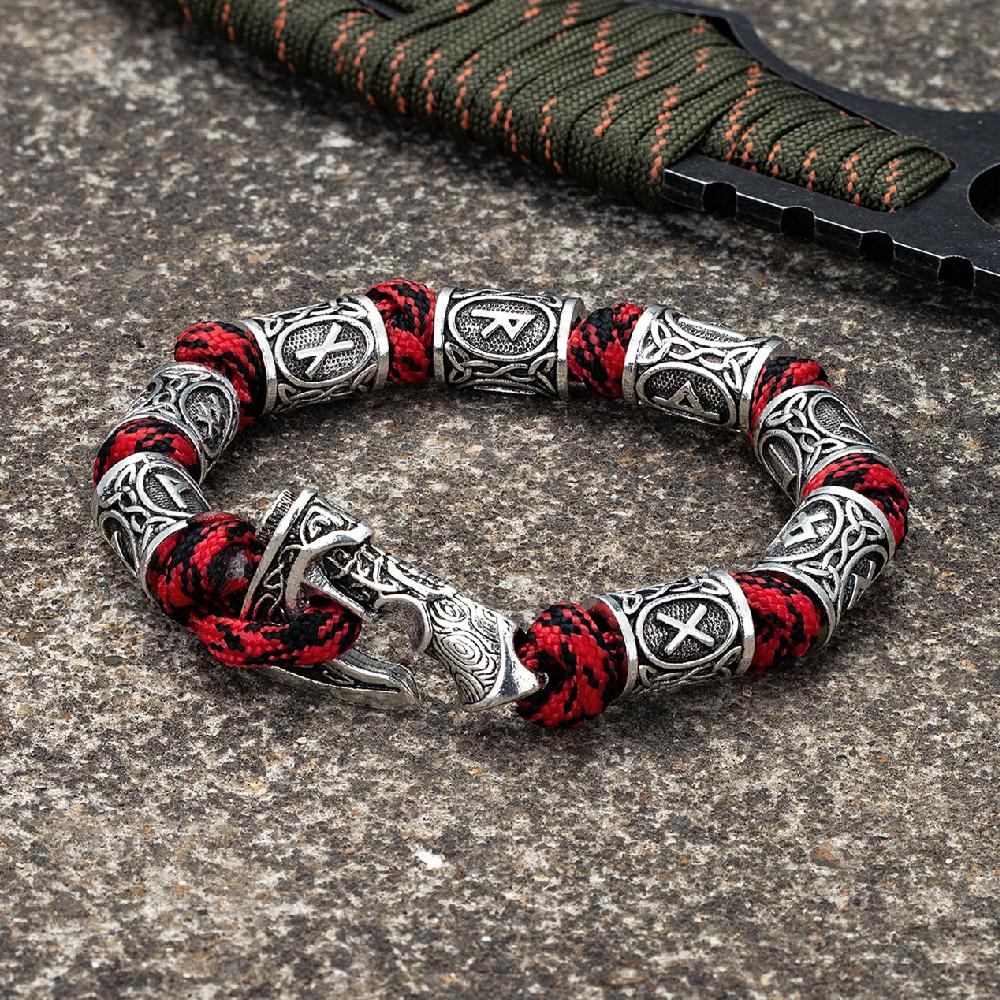 Nordische Wikinger-Äxte Wickelarmbänder für Männer, Mjolnir-Hammer, Camping, Paracord, Überlebensseil, Armband, Amulett, handgefertigter Männerschmuck, Geschenke