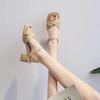 One-word sandals women's skirt 2025 summer new shoes soft-soled high heels women wear Roman sandals