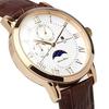 Salvatore Mara Armbanduhr Mondphase Multikalender 5 ATM wasserdicht Business Formal Herren Lederarmband limitiertes Modell Roségold Weiß