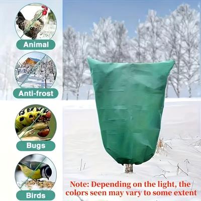 1PC Large Tree and Shrub Freeze Bag with Zipper and Drawstring - Heavy Duty Winter Plant Cover, Green Outdoor Garden Cover